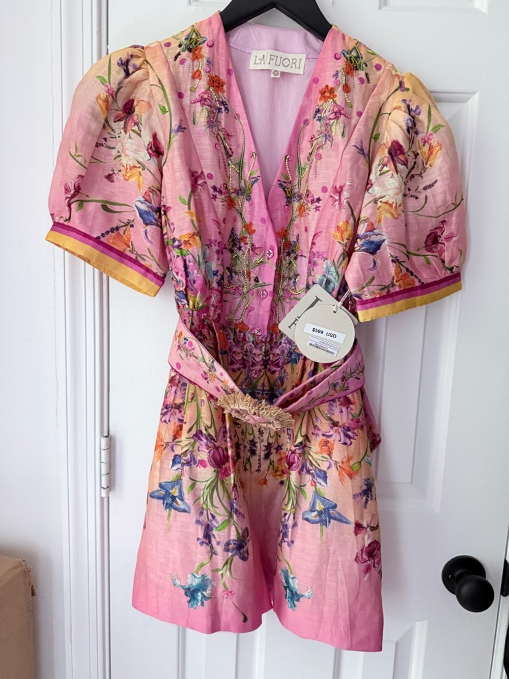 NWT La Fuori Pink Floral Short Jumpsuit - Picture 3 of 8